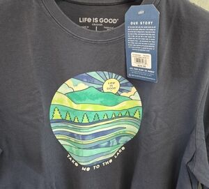 Life Is Good Navy Tee with Scenic Graphic